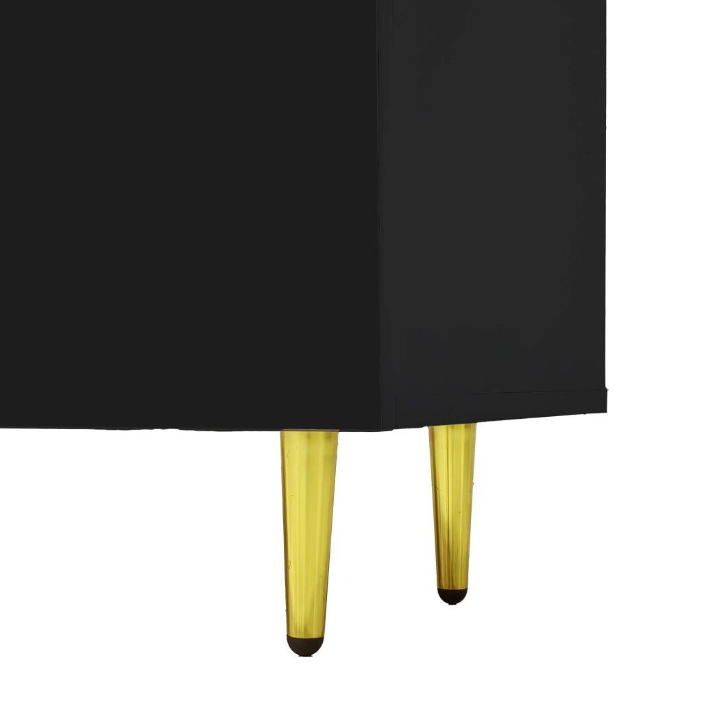 OKWISH Mobile TV con 4 Ante e Cerniere Soft Close, Finitura Lucida, per Soggiorno, MDF, Nero, 170×35×46 cm