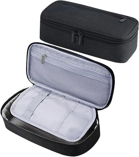 Etui a grande capacità in tela con chiusura a cerniera per scuola, ufficio, trucco, viaggi