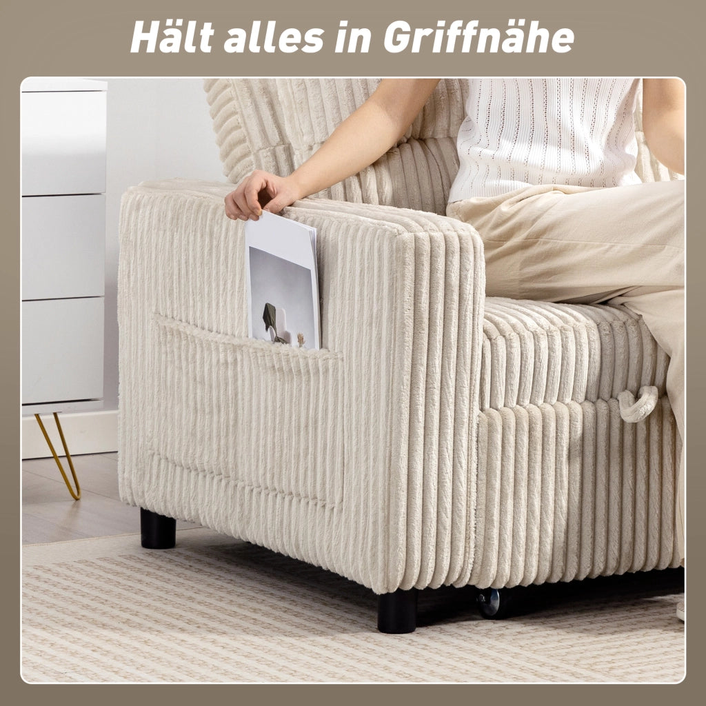Divano letto 2 posti ¨C zephmum ¨C tessuto crema 157x190 cm