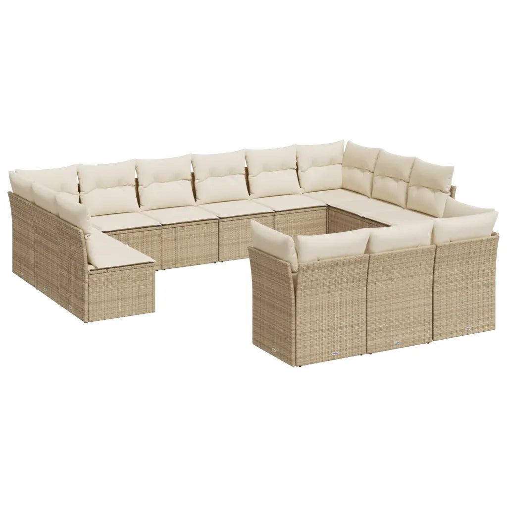 Set Divano da Giardino 13 pz con Cuscini Beige in Polyrattan 3250287