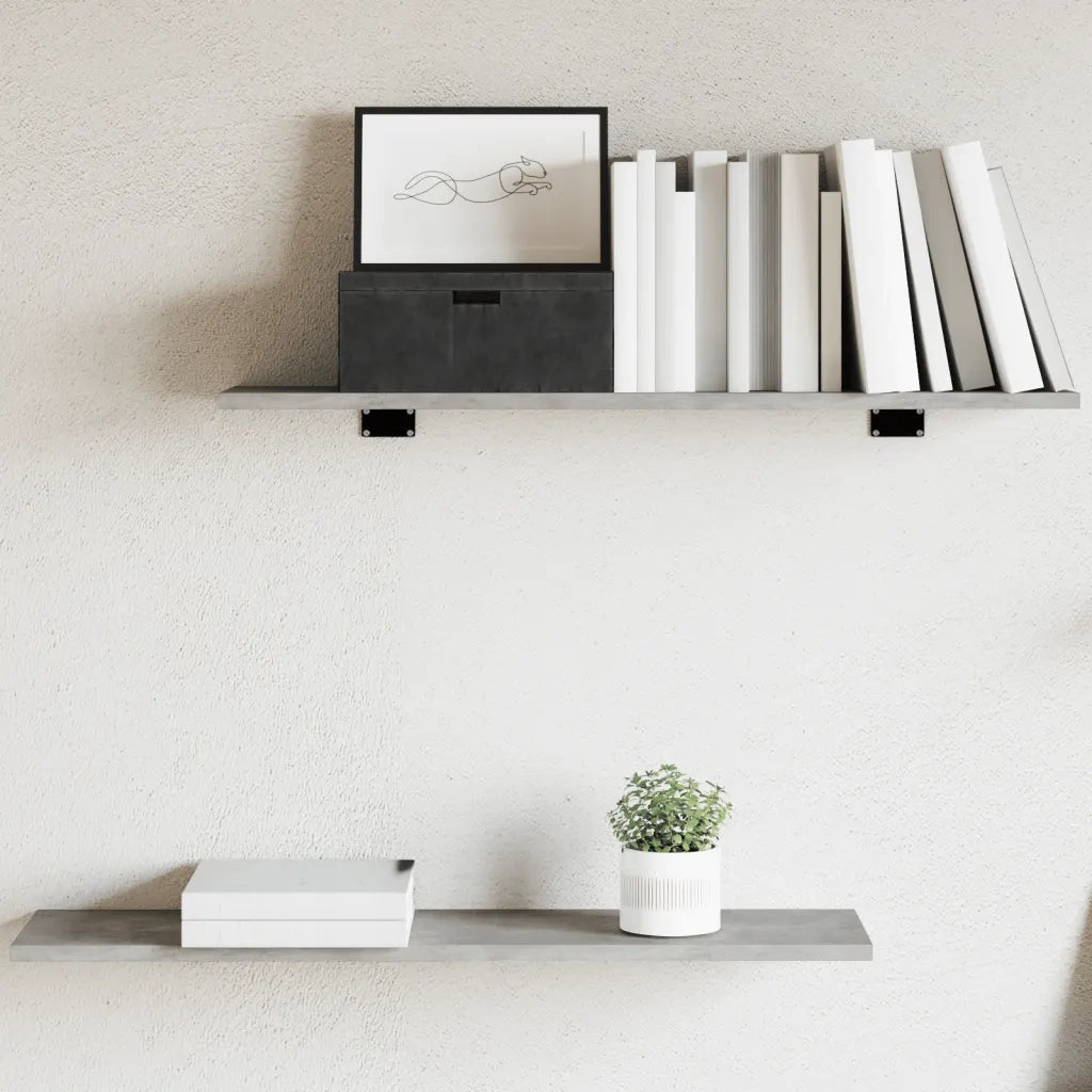 Ripiani per Libreria 4 pz-Scaffale per Libri Grigio Cemento 80x20x1,5cm Multistrato