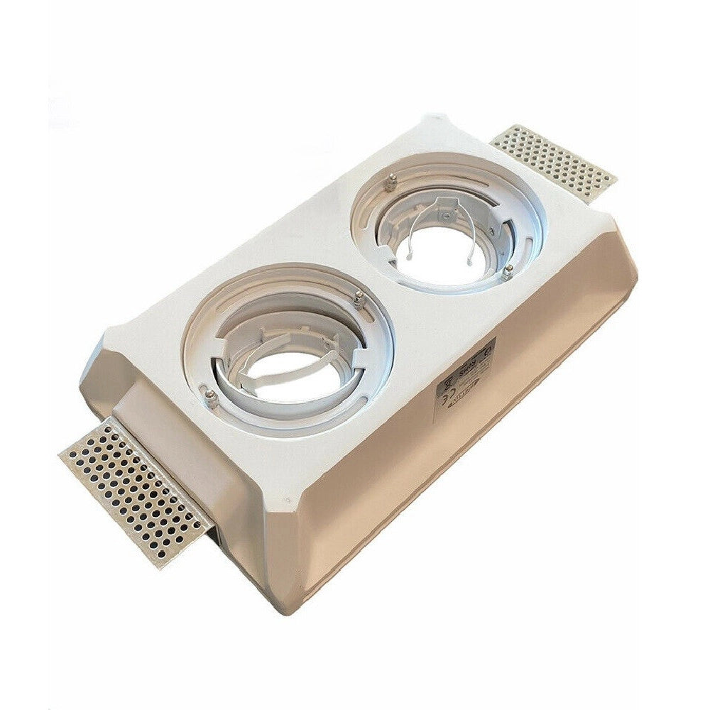 Trade Shop - Portafaretto Incasso Gesso Doppio Orientabile A Scomparsa Portalampada Gu10 Gs21 -