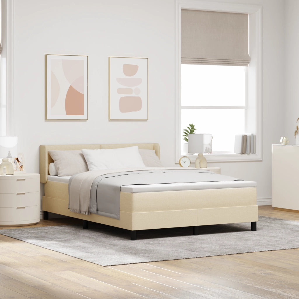 Letto con Box Spring e Materasso Crema 160x200 cm Tessuto