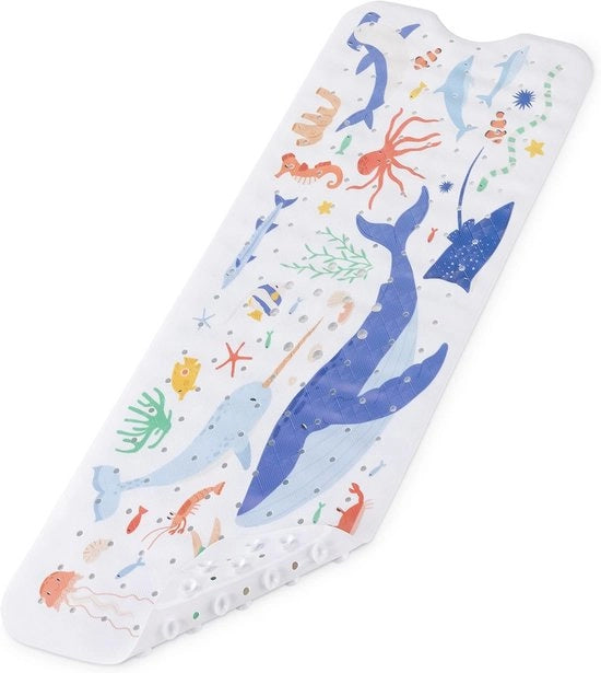 Mat antiscivolo per bagno 100 x 40 cm con adesivi - Per bambini - Stampa subacquea - Sicurezza e divertimento .