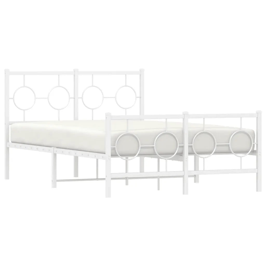 Giroletto con Testiera e Pediera Metallo Bianco 120x200 cm