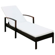 Lettino prendisole sedia a sdraio lettino prendisole letto da giardino mobili da esterno per patio con cuscino resina intrecciata marrone 02_0012518