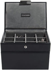 Stacker 2 in 1, con contenitore di accessori con coperchio e contenitore orologio, imbottitura in velluto grigio