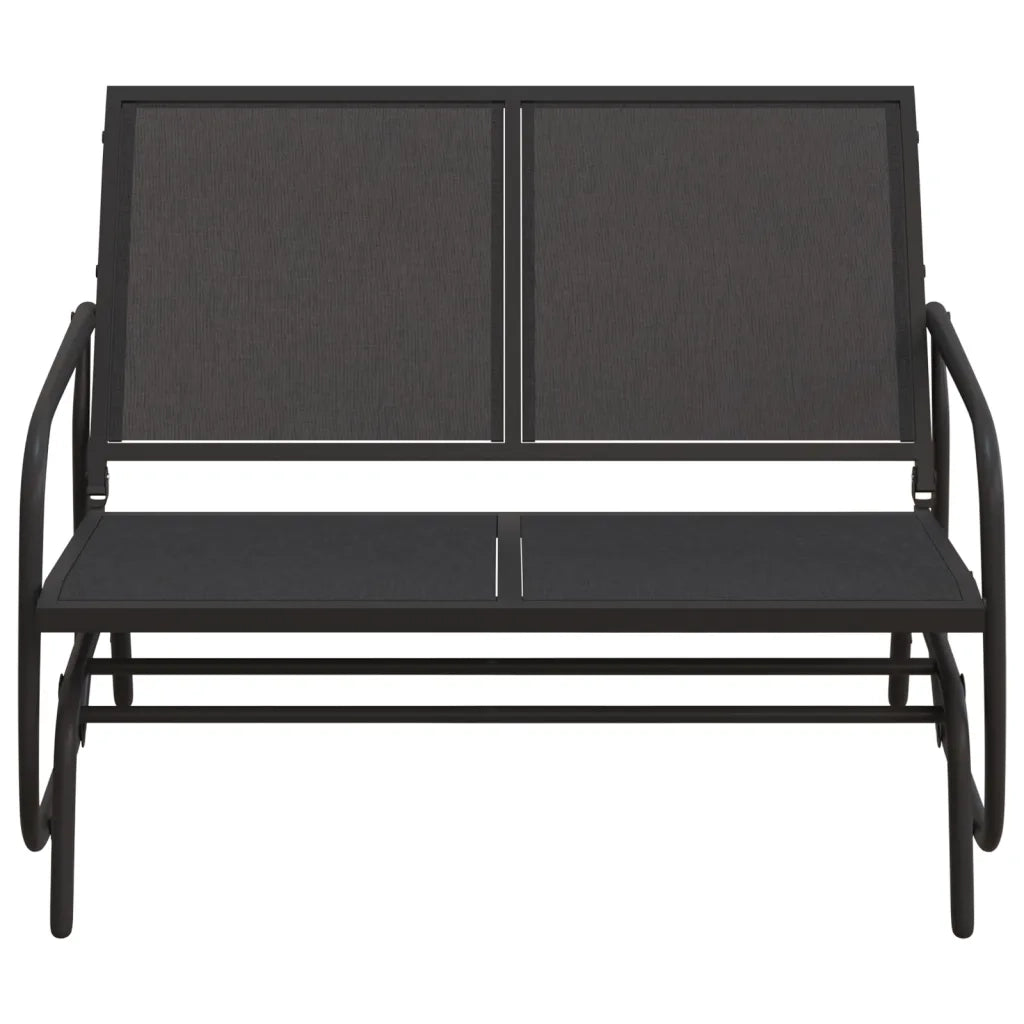Panca Glider Giardino Nera 120,5x76x86,5 cm Textilene e Acciaio 362708