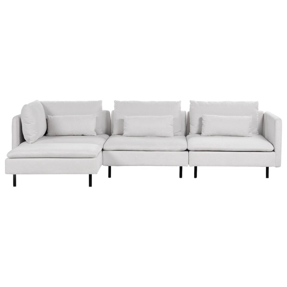 Divano modulare ad angolo destro Divano componibile a 3 posti in velluto a coste grigio chiaro Soggiorno di design moderno
