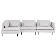 Divano modulare ad angolo destro Divano componibile a 3 posti in velluto a coste grigio chiaro Soggiorno di design moderno