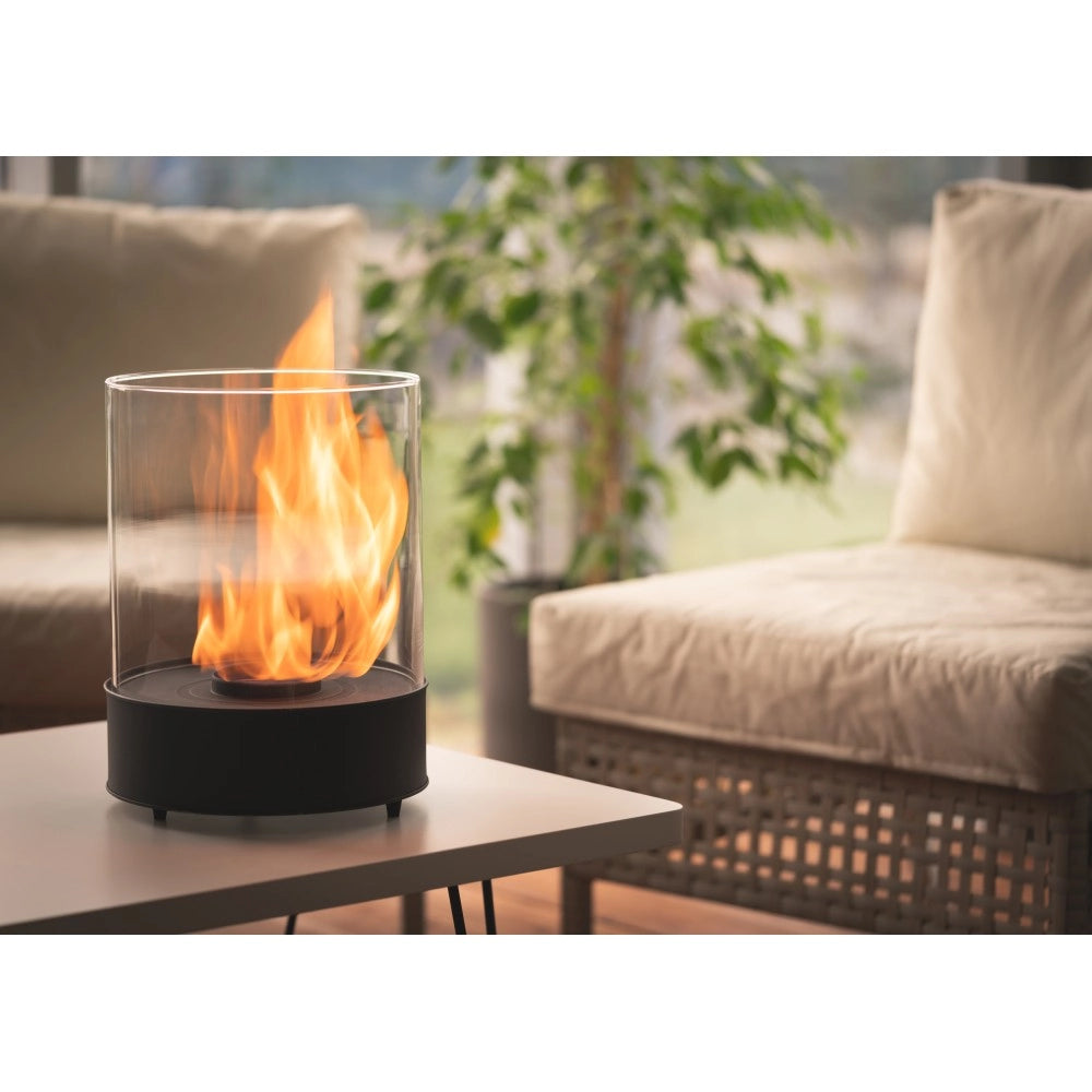 Planika - Biocamino da Tavolo Chantico Glassfire Caminetto a Bioetanolo Portatile con Tecnologia Commerce, Cilindrico in Vetro