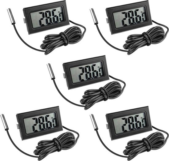 Set di termometro acquario digitale - Resistenti all'acqua con sensore e display LCD, misurazione della temperatura per frigorifero, freezer e acquario