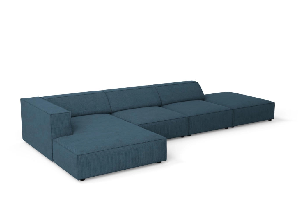 Cosmopolitan Design - Divano angolare sinistro "Arendal" 5 posti in ciniglia con effetto a coste blu scuro 