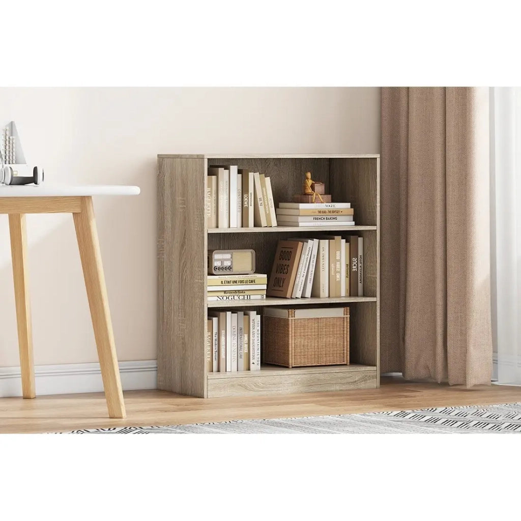 Libreria ampia design con 2 ripiani, colore rovere chiaro collezione TOLLY