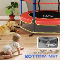 Trampolino per Bambini con Tappeto Elastico, Rete di Sicurezza e Pali Imbottiti, Età 3-10 Anni, Blu