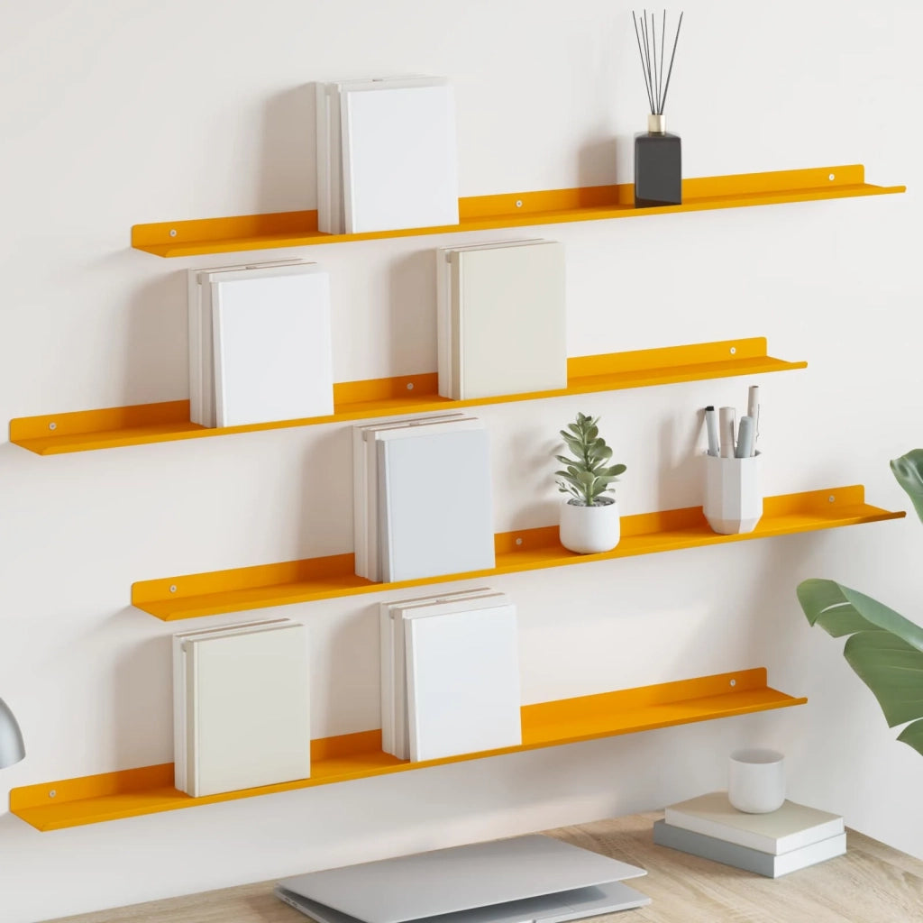 Mensola sospesa 4 pcs Giallo senape 100 x 9 x 2,5 cm Acciaio 8003991