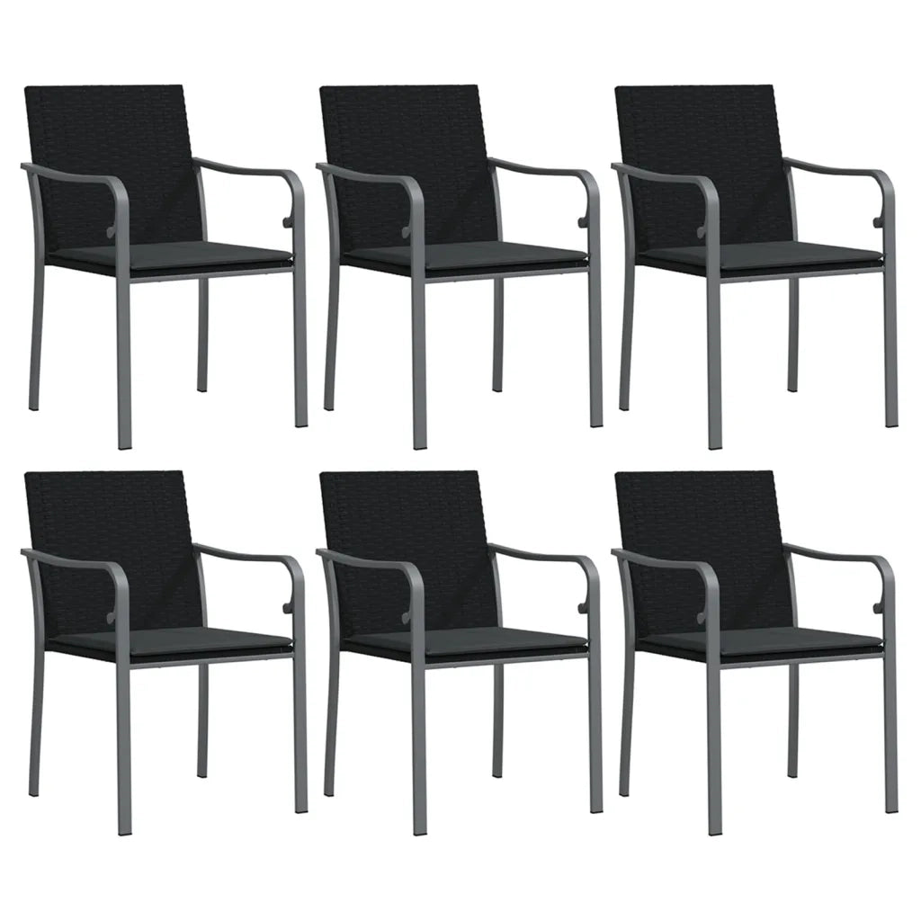 Set Pranzo da Giardino 7 pz con Cuscini in Polyrattan e Acciaio 3186960
