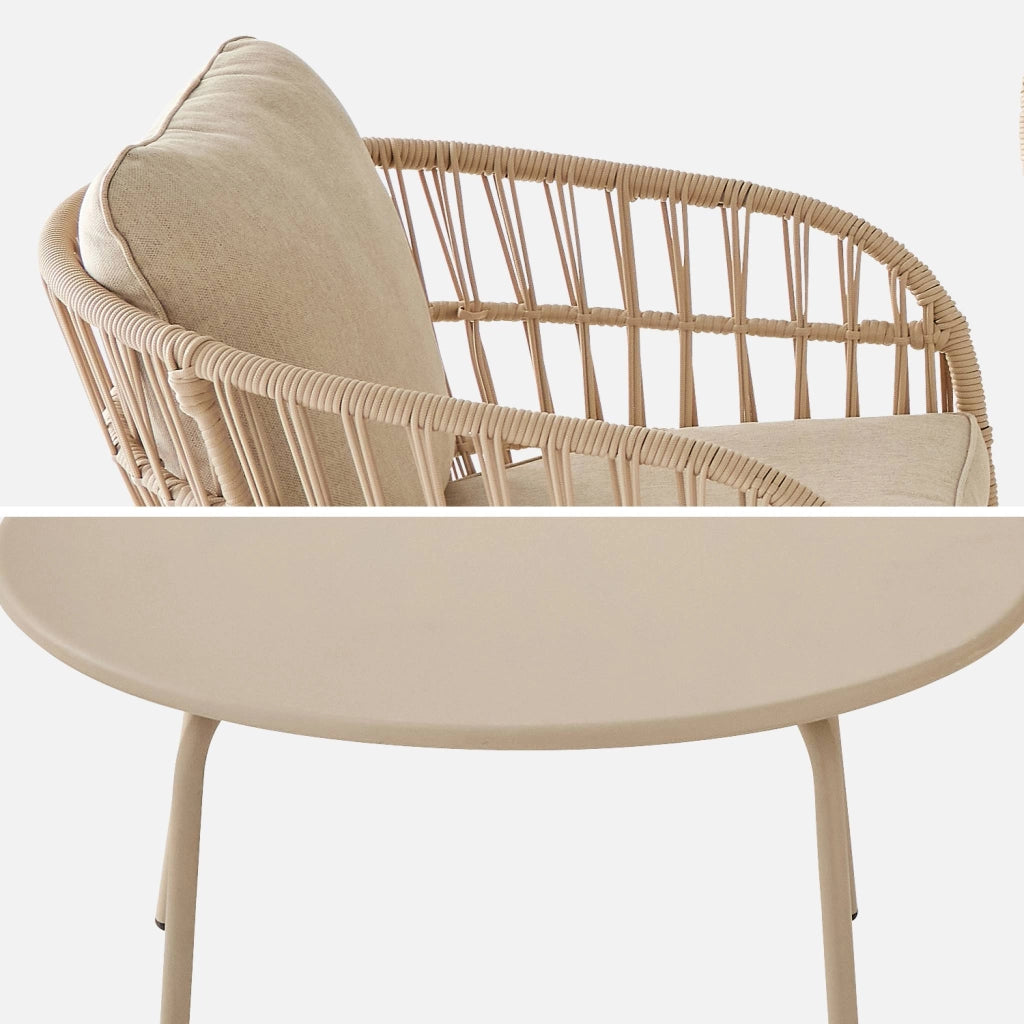 Salotto da giardino in corda, 4 posti, beige
