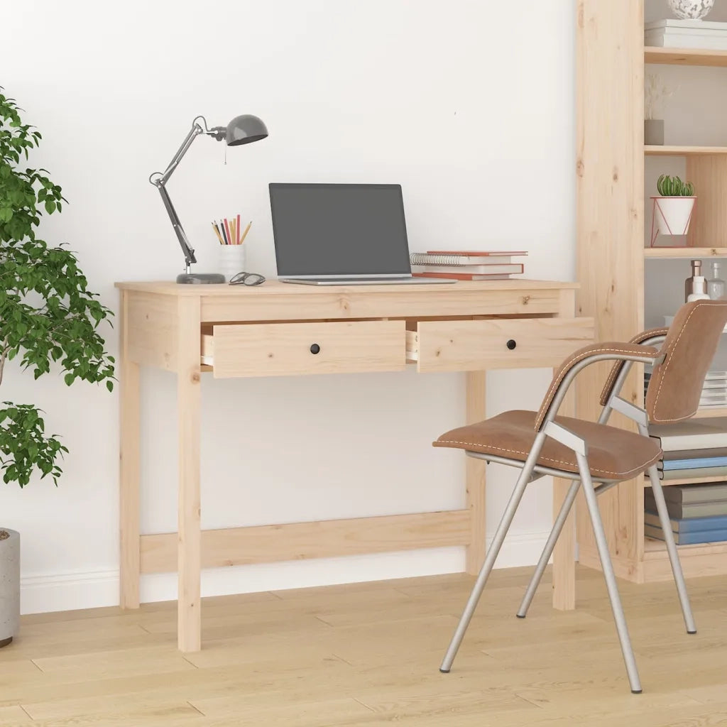 Scrivania | Tavolo da Ufficio con Cassetti 100x50x78 cm in Legno Massello di Pino