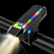 Lampada LED per bicicletta – luce RGB laterale e sensore di luce – batteria 2400mAh USB-C – impermeabile – 360° girevole