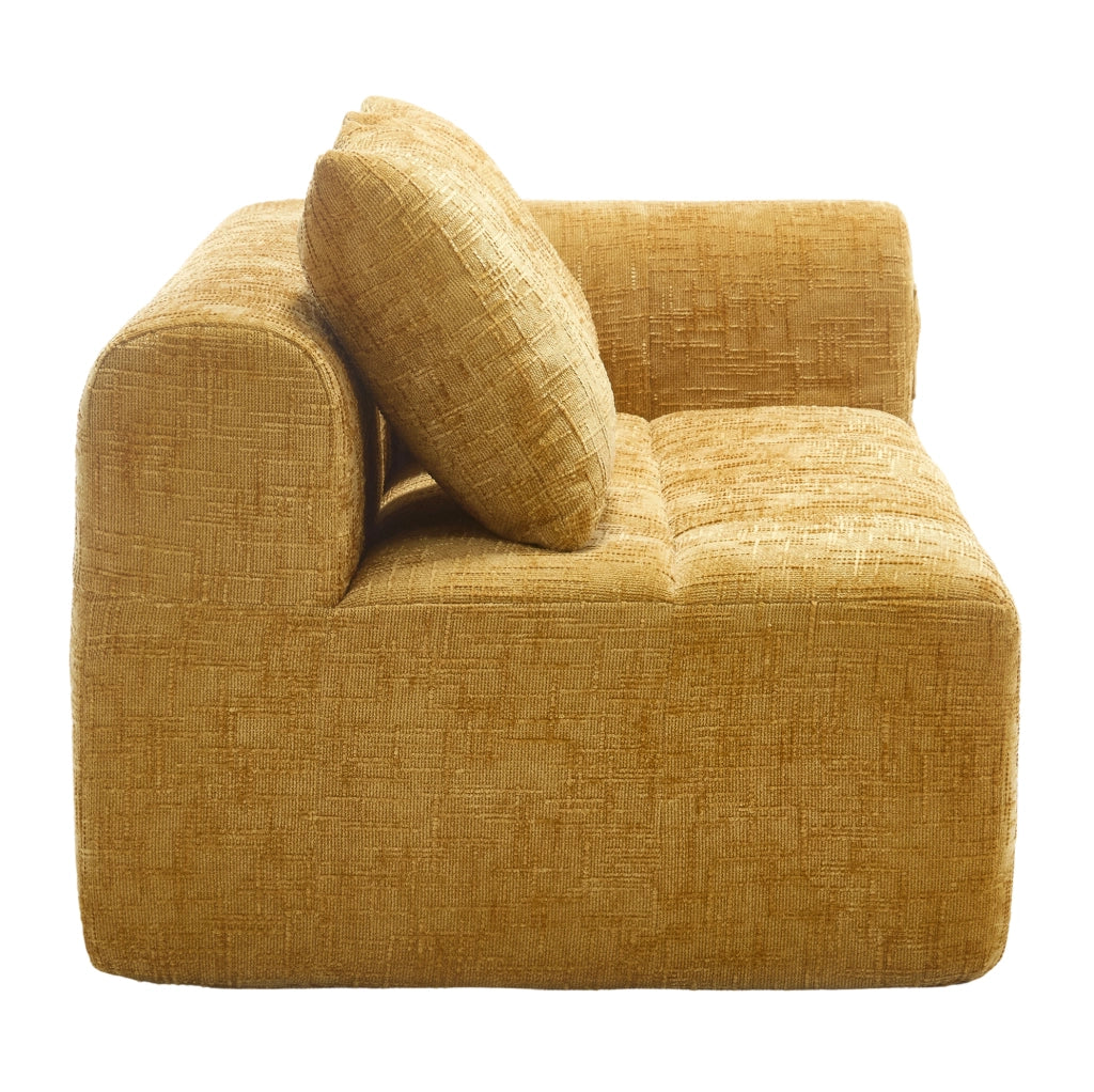 Divano chaise longue in ciniglia giallo con tasche laterali