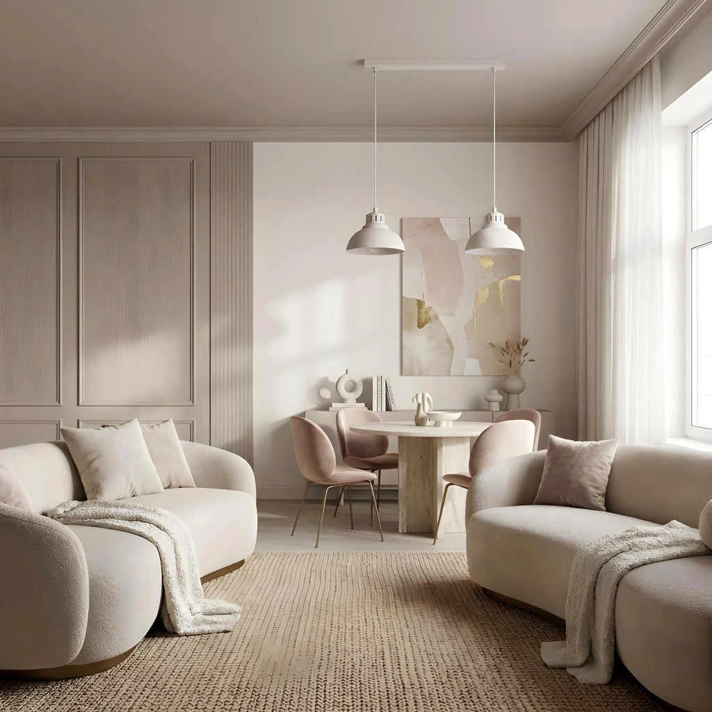 Lampada sospesa Sven 2xE27 cashmere acciaio Luminex