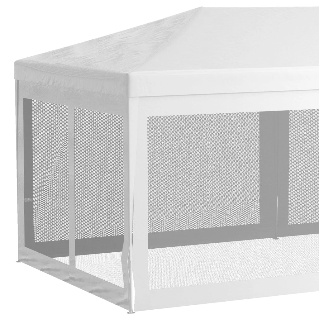 Gazebo da Giardino per Feste con 6 Pareti Rimovibili a Zanzariera 582x295x255cm Bianco