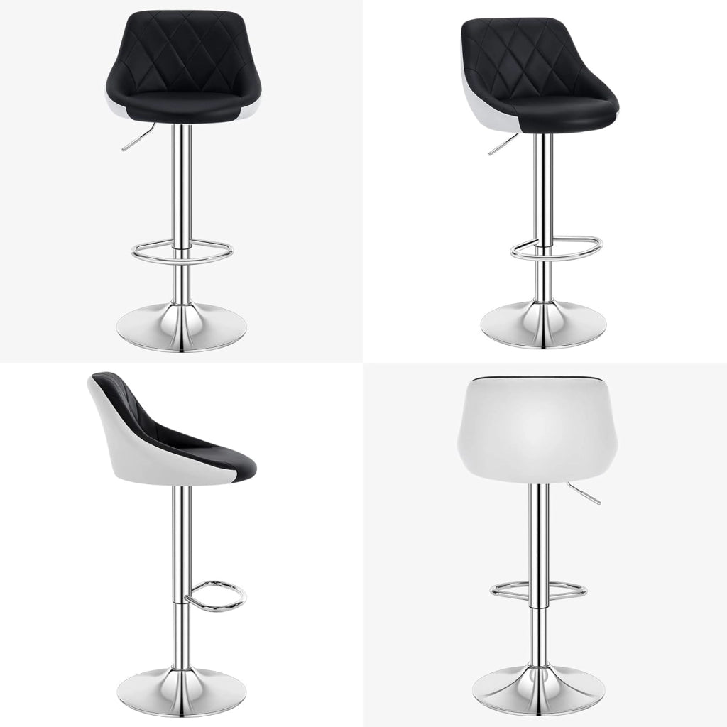 Sgabello cucina, Sgabello da Bar, Sedia da Bar Girevole Regolabile in Altezza, con Schienale Poggiapiedi, in PU, Nero, BH30sz-1