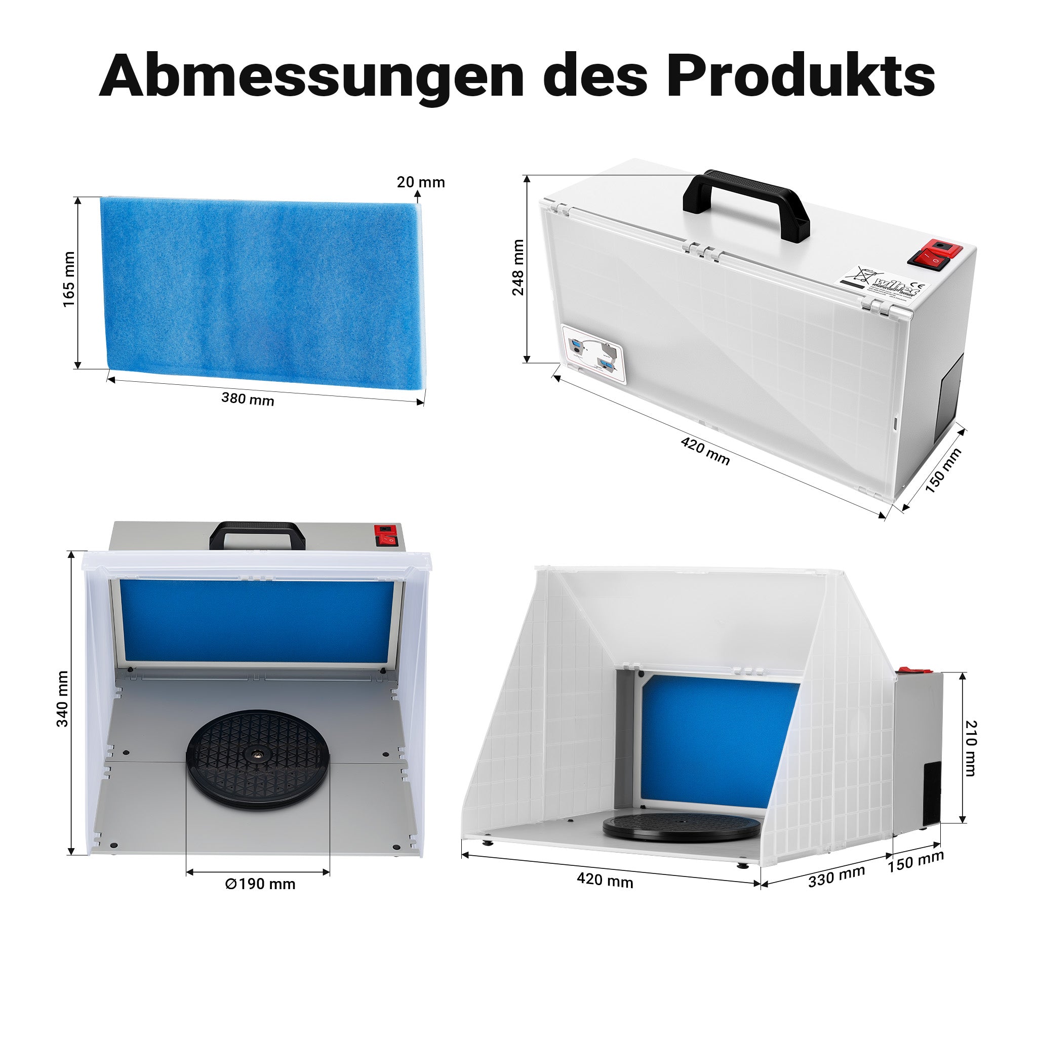 Cabina di aspirazione per verniciatura ad aerografo 4m³/min Aspiratore filtro e tubo aria di scarico