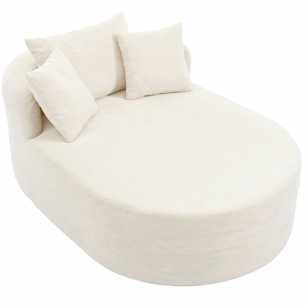 Poltrona relax ovale in tessuto a coste - seduta profonda e forma compatta - beige chiaro
