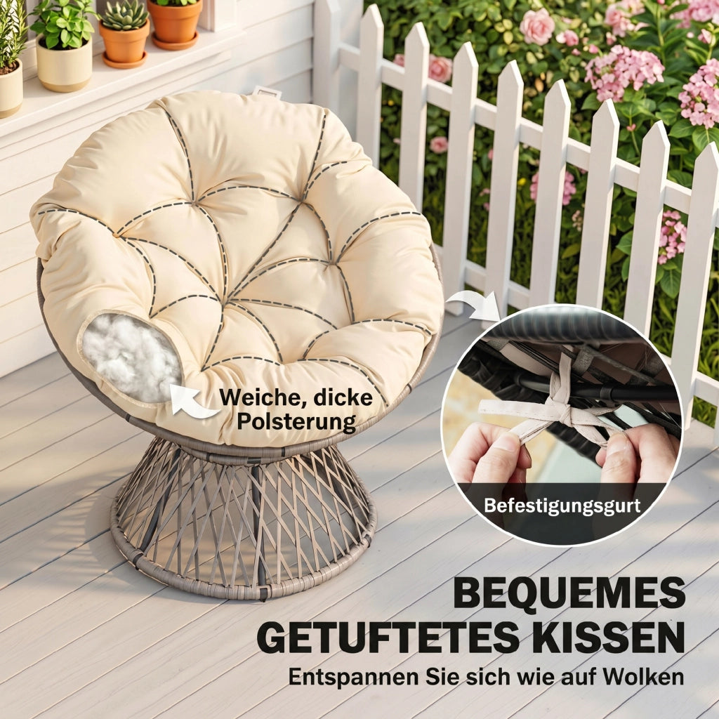 Poltrona girevole in rattan sintetico ¨C zephmum ¨C Beige 87x97x86 cm