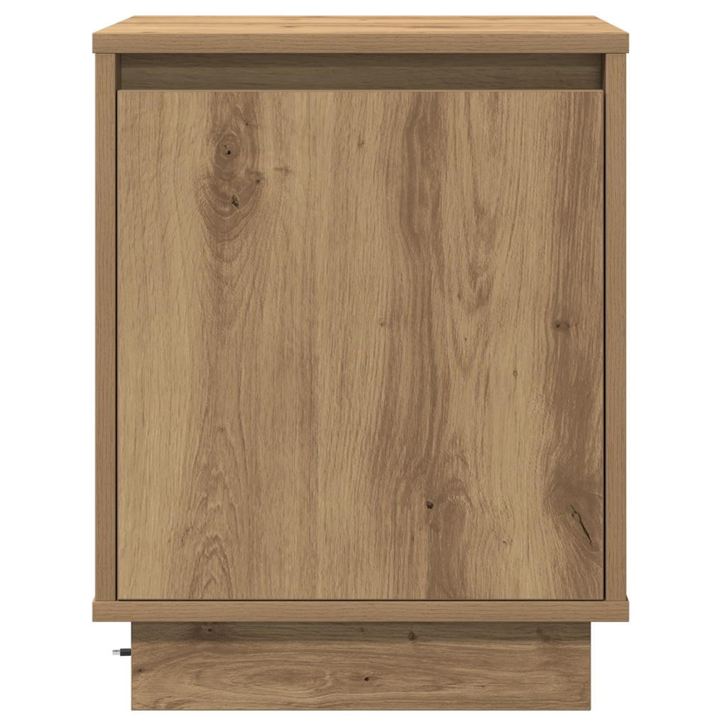 Comodino con luci LED Rovere Artisan 39x34,5x50 cm