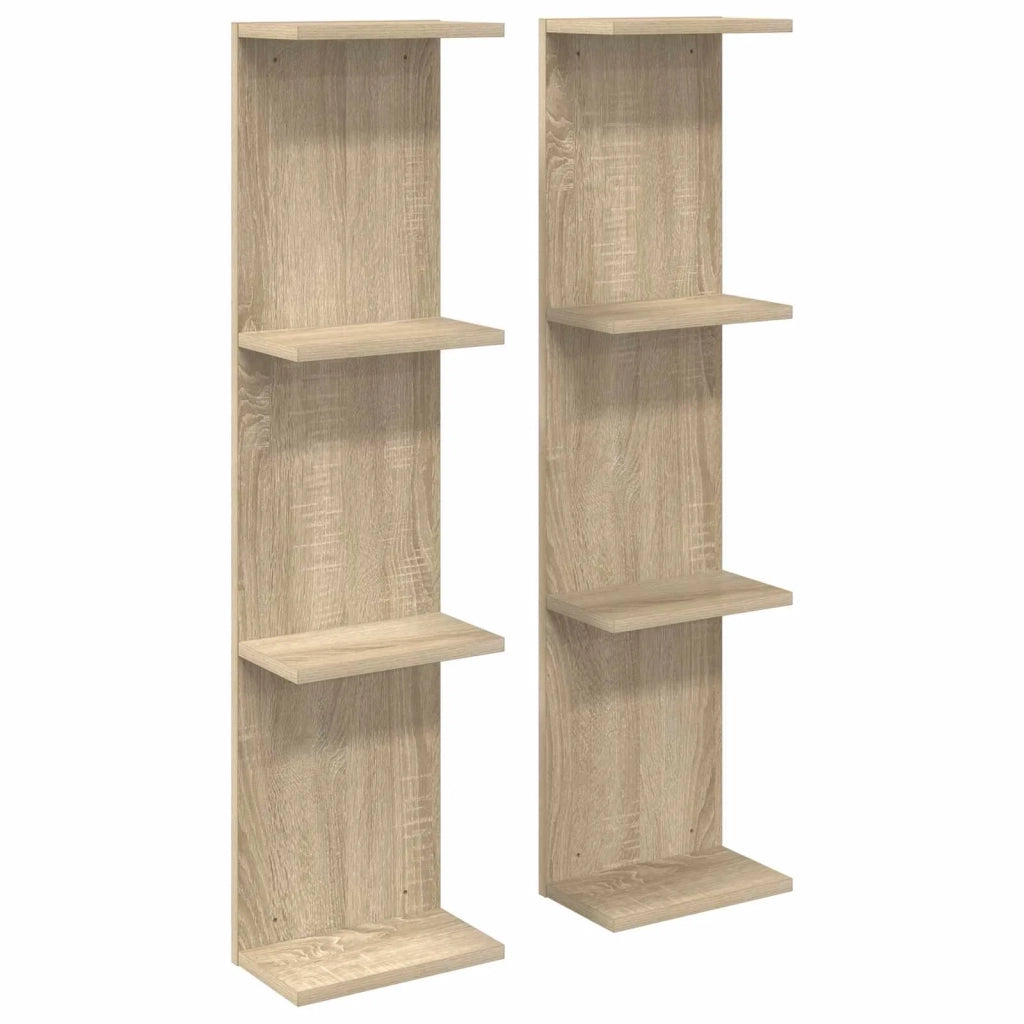 Scaffale da parete 2 pz Rovere Sonoma 25 x 15 x 100 cm 8012385