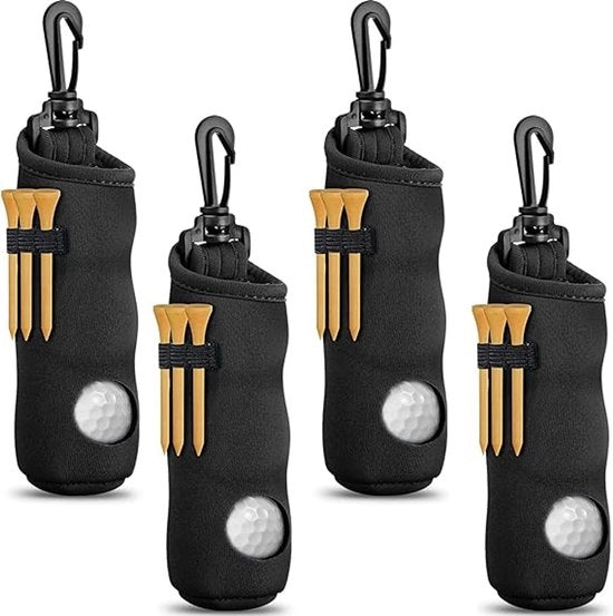 Set di contenimento per palline e tee - 4 pezzi - Borsa portatile per accessori da golf - Palline e tee non inclusi - Dimensioni 14 x 4,5 cm