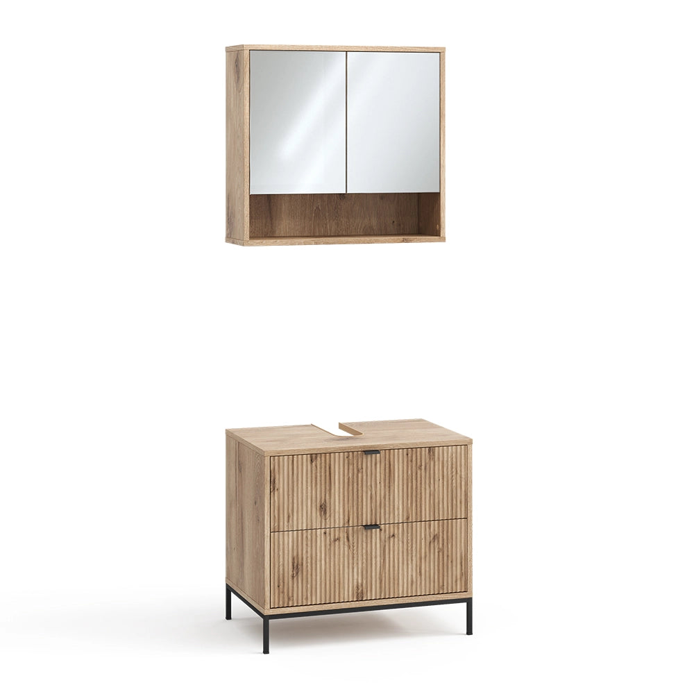 Vicco Set di mobili da bagno Quercia vichinga 2 parti