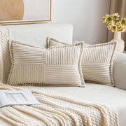 Set di 2 cuscini di corda - cuscino morbido in velluto - copri cuscino decorativo - copri cuscini moderni - cuscini per divano - cuscini per divano per soggiorno camera da letto - crema 40 x 60 cm.