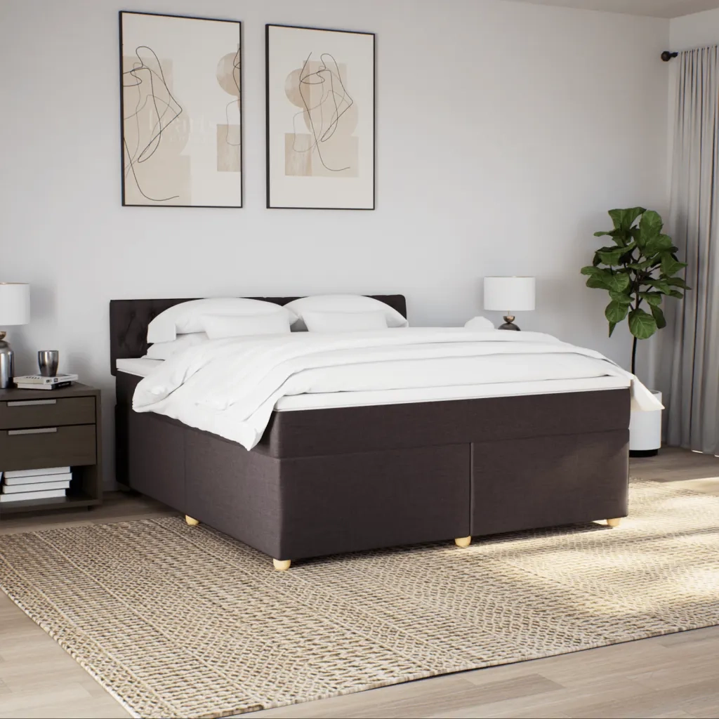 vidaXL Giroletto a Molle con Materasso Marrone Scuro 180x200cm Tessuto