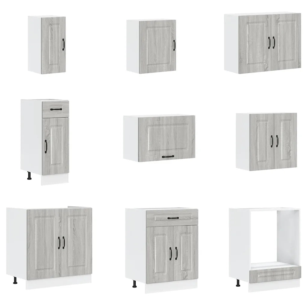 Set Mobili da Cucina 14 pz Kalmar Grigio Sonoma in Truciolato 3314977