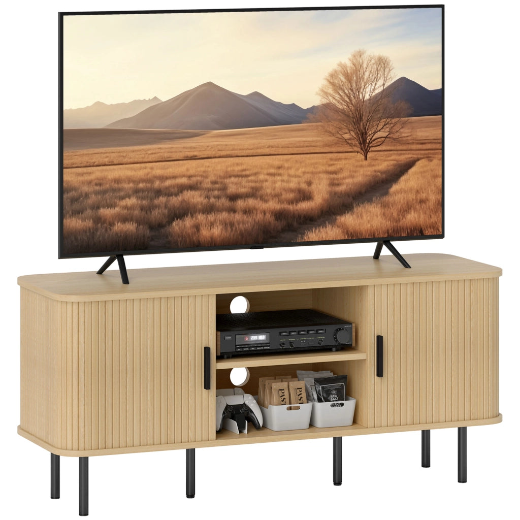 Mobile TV design scandinavo con 2 ante tambour ¨C zephmum ¨C ton ch¨ºne 120x30x