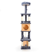 Fudajo Albero tiragraffi per gatti grigio scuro 161cm con graffiatoi in sisal
