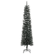Albero di Natale Artificiale-Albero Natalizio Sottile con Base Verde 210 cm PVC