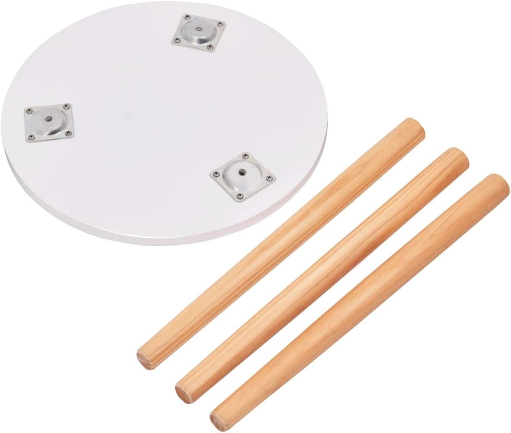 Tavolino da Caffè Rotondo, Tavolino da Soggiorno in Legno per Camera da Letto, Soggiorno, Balcone, Comodino con 3 Gambe in Pino, Bianco, 40x40x48cm