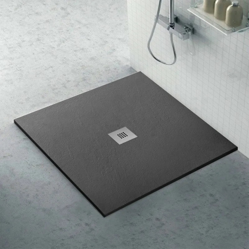 Piatto doccia 120x120 in marmo resina Karen antracite effetto pietra