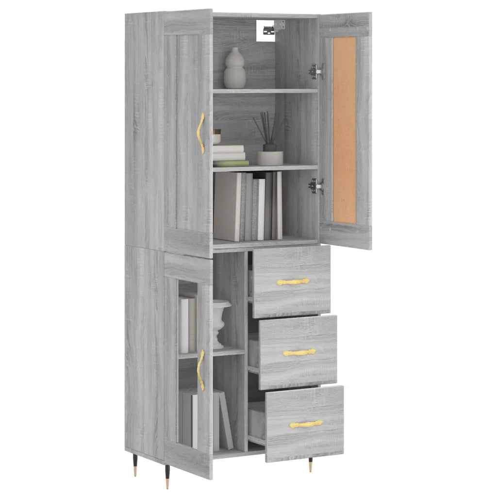 Credenza-Buffet-Armadio da cucina Grigio Sonoma 69,5x34x180 cm in Legno Multistrato 698135
