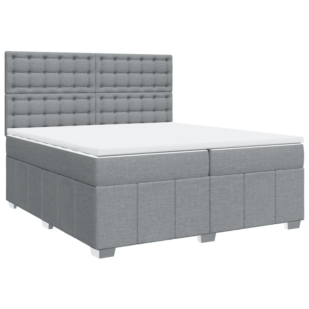 Giroletto a Molle con Materasso Grigio Chiaro 200x200cm Tessuto