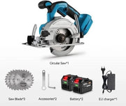 Cordless Circular Saw - 11000Rpm - 2 Batterie - Con Accessori - 125mm - 45mm