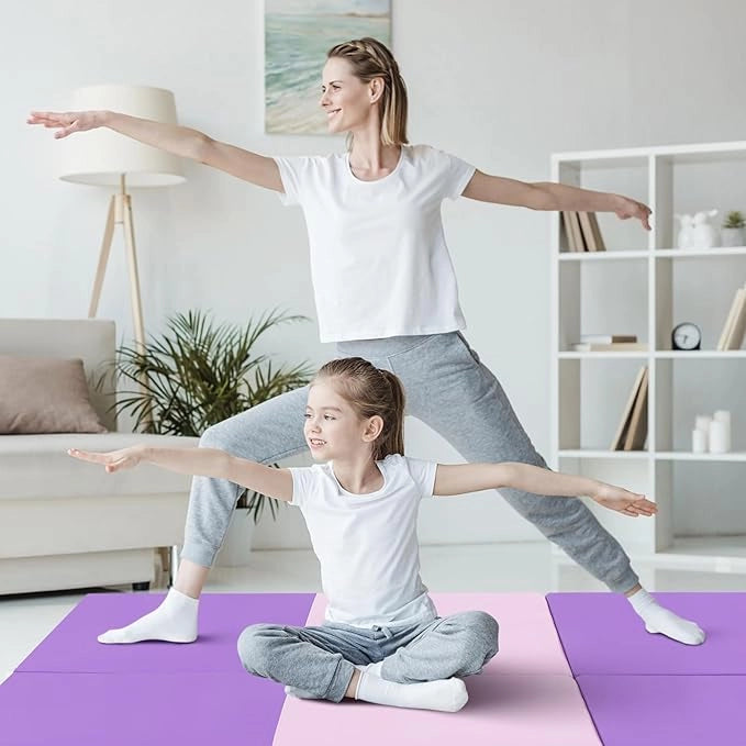 Tappetino da Yoga Spesso, Tappetino Fitness Pieghevole e Portatile con Imbottitura in EPE, Cerniera e Maniglie, Materassino Allenamento da Casa e Palestra, 180 X 60 X 5 cm