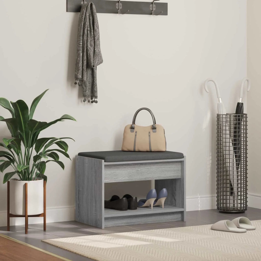 Panca per ingresso con cuscino Sonoma grigia 63 x 38 x 45 cm 891573