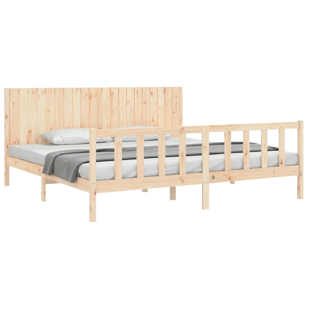 Giroletto senza Materasso-Struttura Letto 200x200 cm in Legno Massello di Pino 687569