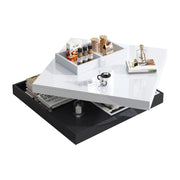 Tavolino da caffè con piano girevole - per soggiorno - 70×70×36 cm - bianco e nero